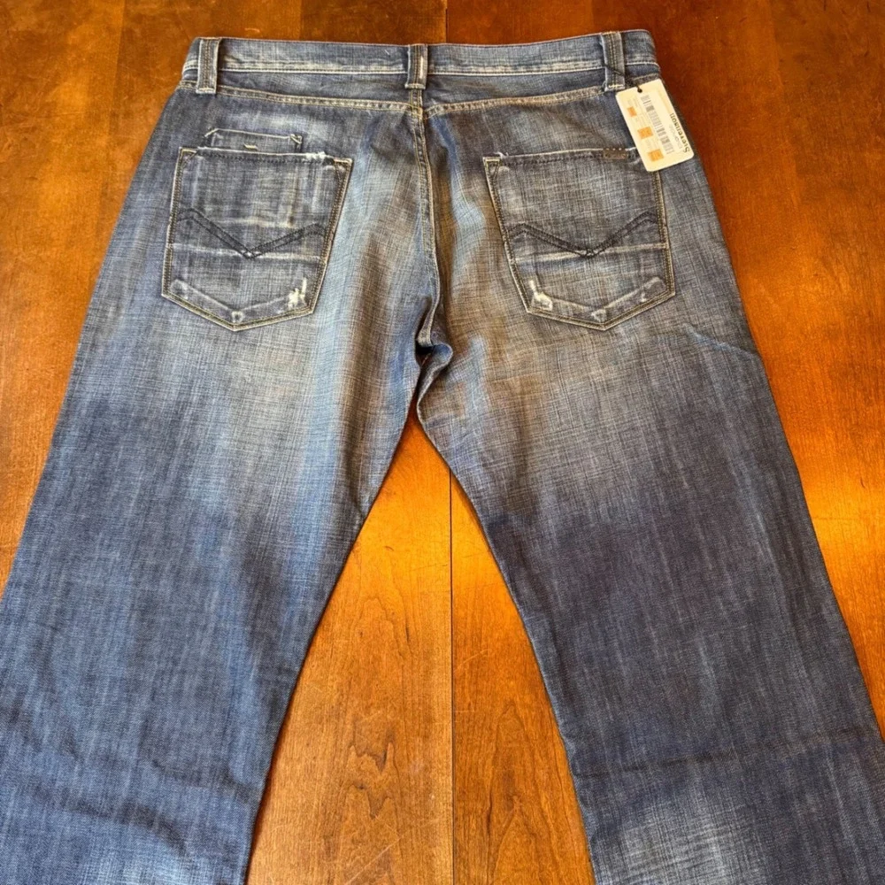 Stevenson Energie Jeans Mens 38 Blue Straight‎ Leg Whiskered Faded Denim Italy